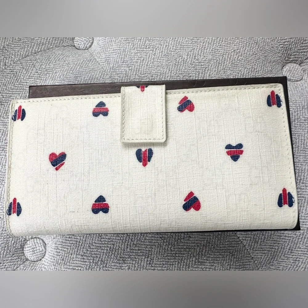 Gucci Interlocking GG Logo Leather Hearts Canvas Long Wallet w/ Box – Limited Ed - Picture 3 of 16